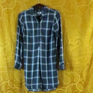 Old Navy Shirt Dress XS TP P;aid Green Soft